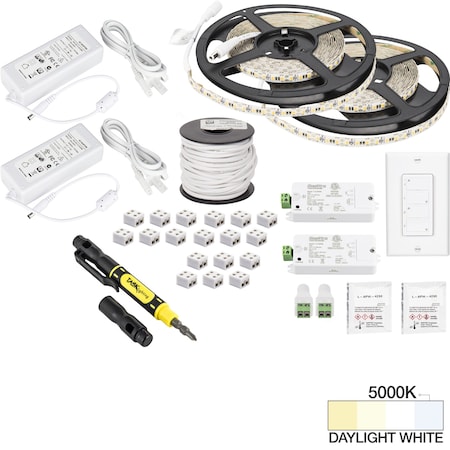 Task Lighting 32 Ft. 225 Lumens/Ft. 12 V, Duo Wireless Controller, 2 Zone 2 Area, Sgl-Wht, Daylight Wht 5000K L-VK2Z2A-32-50